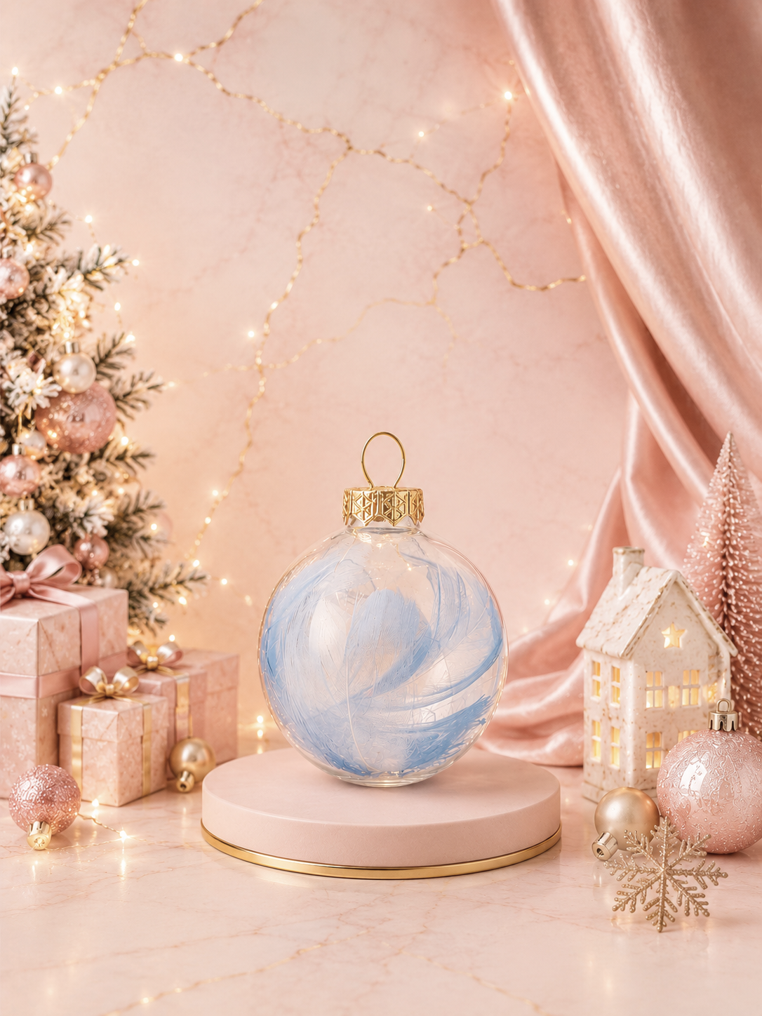 Boule de noël avec plumes