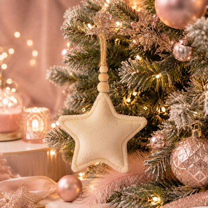 Étoile de Noël personnalisable avec perle bois